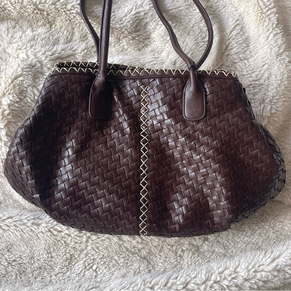 Brown Woven Tote Bag